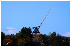 The 75 foot tall Metronome created by Vratislav Novak in 1991 occupies the space where a Joseph Stalin monument stood (until 1962).