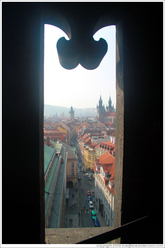 View to the west from the Powder Tower (Pra?n?r?), with Church of Our Lady before T?n (Kostel Matky Bo??&#345;ed T?nem) visible on the right.