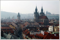 View to the west from the Powder Tower (Pra?n?r?), including Church of Our Lady before T?n (Kostel Matky Bo??&#345;ed T?nem).