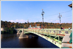 Cechuv Bridge (&#268;ech&#367;v most) over the Vltava River, with tram.