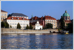 Dvo&#345;?vo n?#345;e??on the Star?&#283;sto bank of the Vltava River, viewed from a boat on the river.