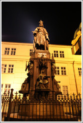 Statue of King Wenceslas (Svat? V?av) at night, Star?&#283;sto.