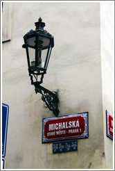 Michalsk?treet sign and lamp, Star?&#283;sto.