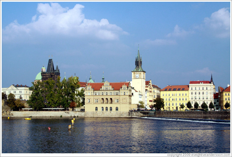 Bedrich Smetana Museum (Muzeum Bed&#345;icha Smetany) on the Vltava River, viewed from Kampa.