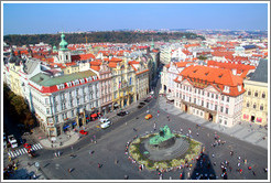 Starom&#283;stsk??#283;st?Old Town Square), with the Jan Hus Monument in the foreground, viewed from Old Town Hall (Starom&#283;stsk?adnice), Star?&#283;sto.