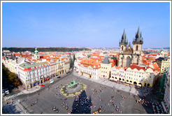 Starom&#283;stsk??#283;st?Old Town Square), Church of Our Lady before T?n (Kostel Matky Bo??&#345;ed T?nem) on the right, viewed from Old Town Hall (Starom&#283;stsk?adnice), Star?&#283;sto.