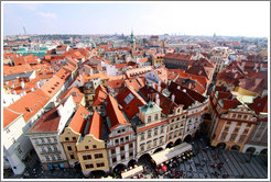 View of red-roofed buildings from Old Town Hall (Starom&#283;stsk?adnice), Star?&#283;sto.