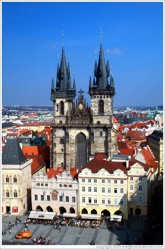 Church of Our Lady before T?n (Kostel Matky Bo??&#345;ed T?nem), viewed from Old Town Hall (Starom&#283;stsk?adnice), Star?&#283;sto.