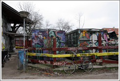 Painted walls and fence.