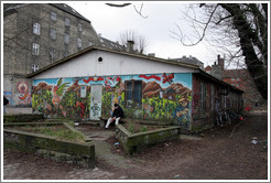 House with painted wall.