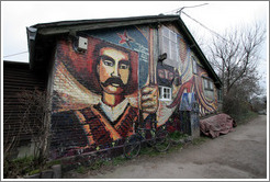 Painting on a wall in Christiania.  Below EZLN (the Zapatista Army of National Liberation), it says (in Spanish), "Viva la autonomia y la libre autodeterminacion de los pueblos del mundo" ("Long live the autonomy and free self-determination of the towns of the world").Pa