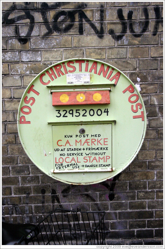 Christiana Post.  Letters require local postage and, if going outside Christiania, Danish postage as well.
