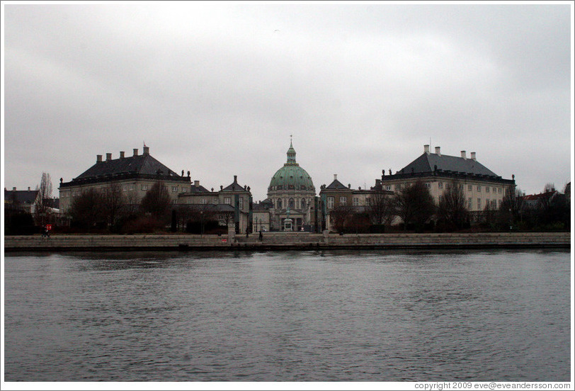 Amalienborg Palace, with the Marble Church (Frederiks Kirke) centered behind it.