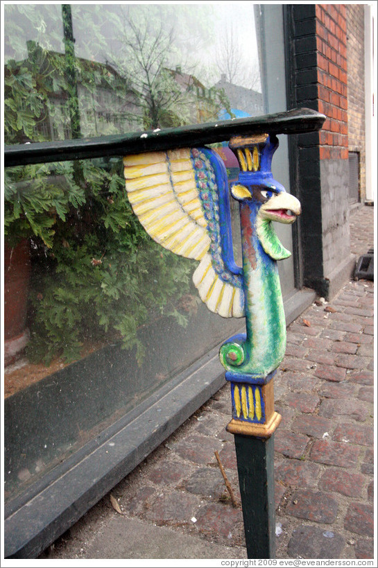 Dragon-like railing decoration on B?mandsstr?.  Christianshavn district.
