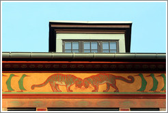 Building detail, with tigers and birds.  Amaliegade, Frederiksstaden district, city centre.