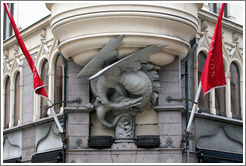 Dragon-like building detail.  Bredgade, Frederiksstaden district, city centre.