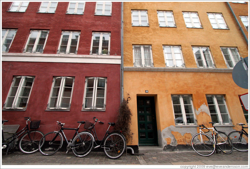 Red and yellow houses.  Neighborhood near Sankt Pauls Kirke, city centre.