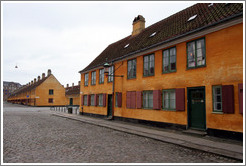 Yellow houses at Oster Voldgade and Suensonsgade.  Nyboder district, city centre.