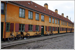 Yellow houses at Oster Voldgade and Suensonsgade.  Nyboder district, city centre.