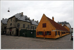 Yellow houses at Sankt Pauls Gade and Borgergade.  Nyboder district, city centre.