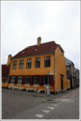 Yellow house at Sankt Pauls Gade and Borgergade.  Nyboder district, city centre.