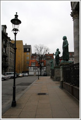 Frederiks Kirke, also known as Marmorkirken (Marble Church).  Statues and street nearby.