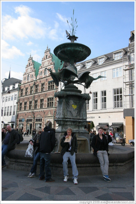 Fountain at Amagertorv.  City centre.