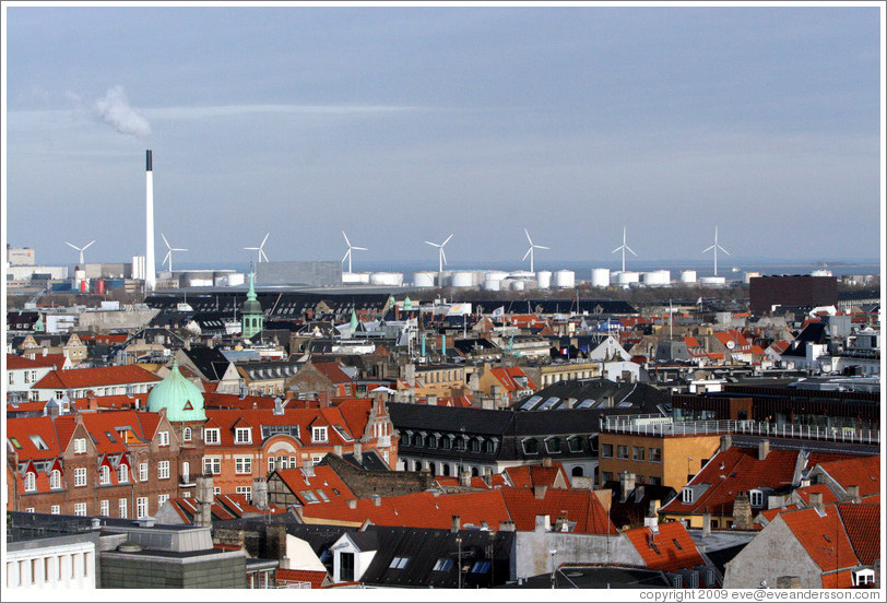 View to the north, including windmills, from Rundetaarn (The Round Tower).