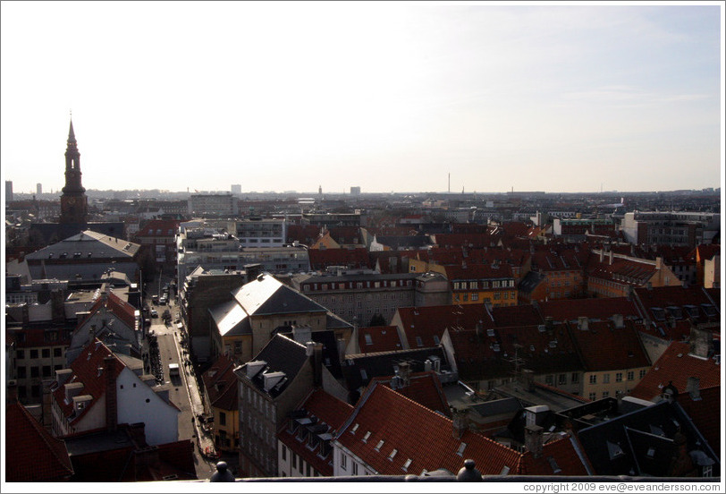 View to the west from Rundetaarn (The Round Tower).  Sankt Petri Kirke can be seen on the left.