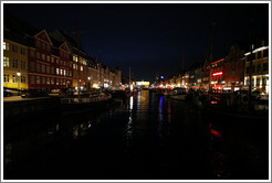 Nyhavn (New Harbor) at night.