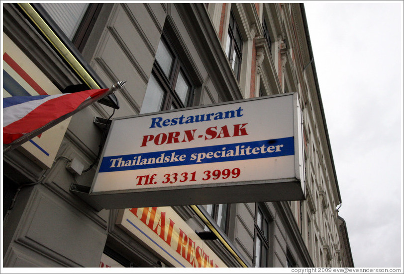 Thai restaurant Porn Sak.  Halmtorvet,  Vesterbro district.