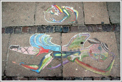 Sidewalk chalk art.  Saxogade, Vesterbro district.