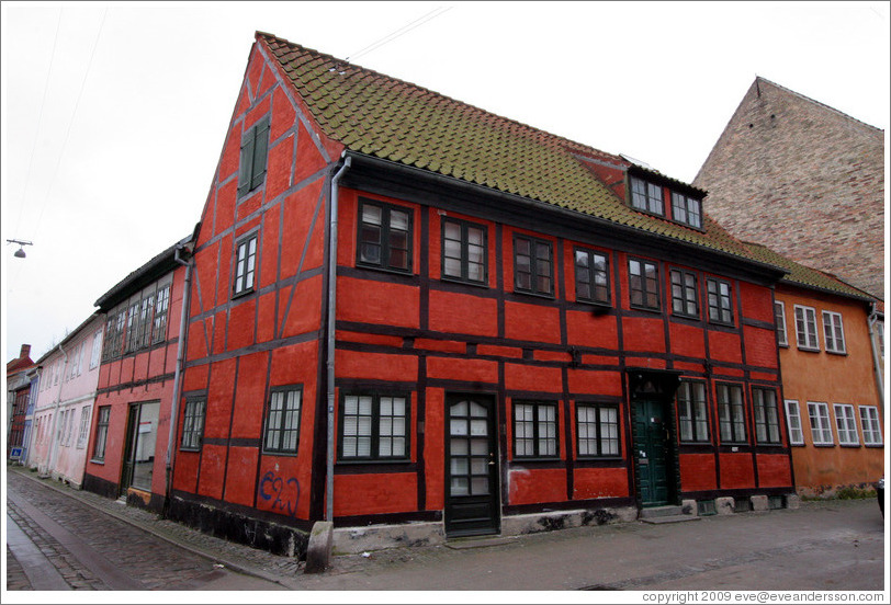 Red and black house.  Helsing?r.