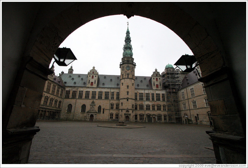 Castle yard.  Kronborg Castle.  Helsing?r.