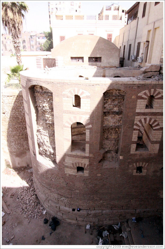 Gatehouse of Babylon Fortress, over which the Hanging Church (El Muallaqa) was built.