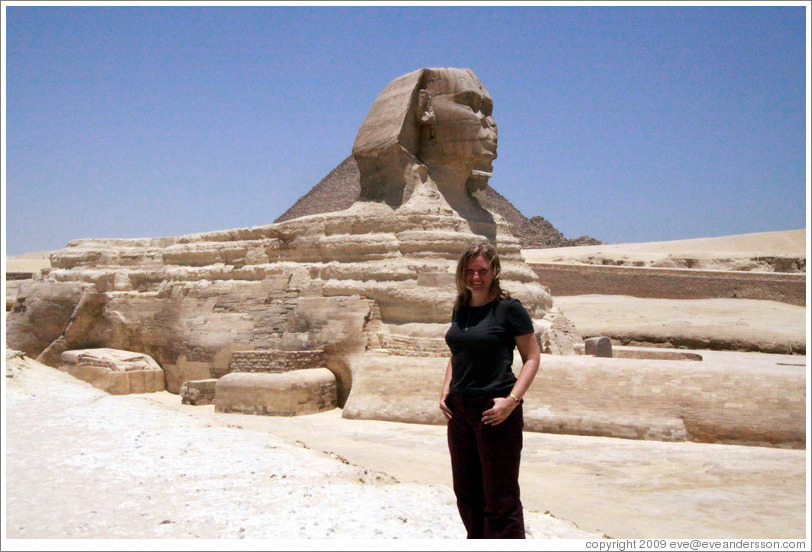 Eve in front of the Great Sphinx.