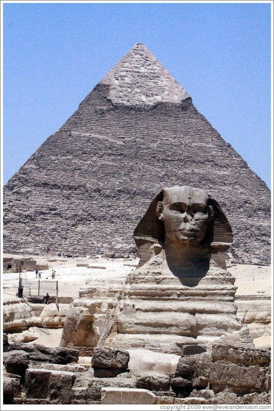 The Great Sphinx, in front of the Pyramid of Khafre.