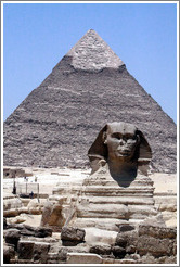 The Great Sphinx, in front of the Pyramid of Khafre.