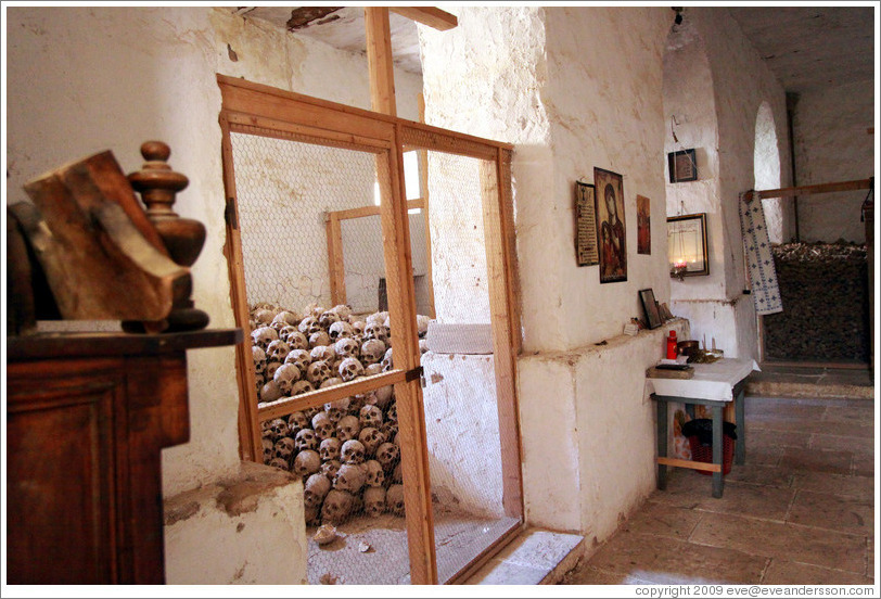Monk's skulls and bones.  St. Catherine's Monastery.