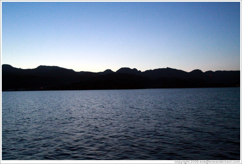 Mountains near Taba Heights at dusk.