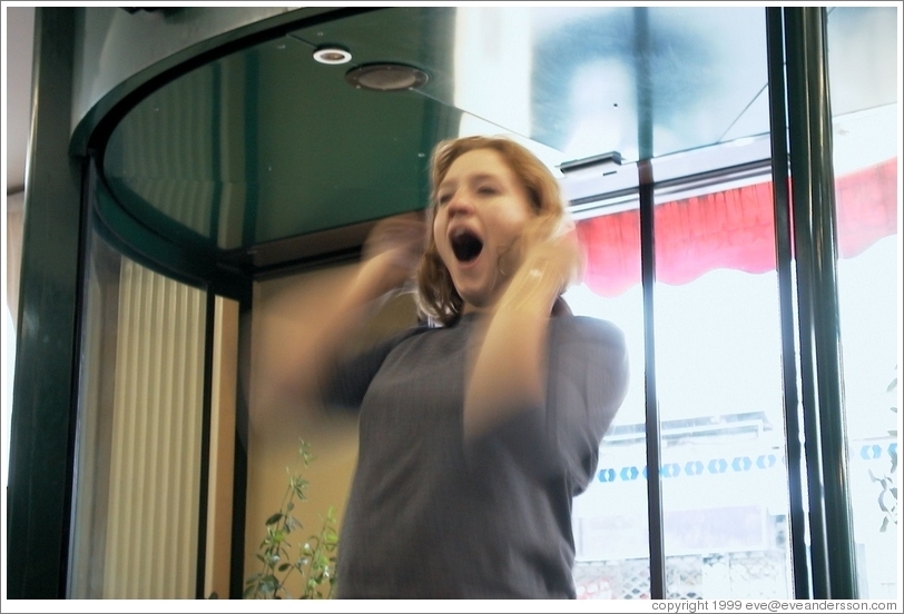 Eve yawning upon arriving at the Paris hotel