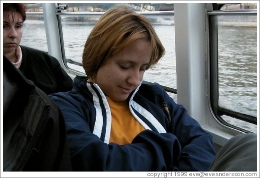 Tracy on the Bat-o-Bus, Seine River.