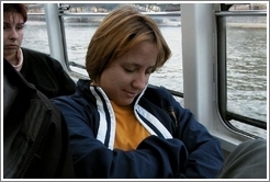 Tracy on the Bat-o-Bus, Seine River.