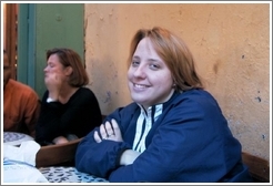 Tracy at a cafe on Rue de Buci.
