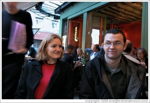 Eve and Rolf at a cafe on Rue de Buci.