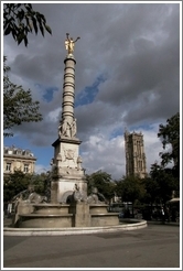 Fountain and tower.