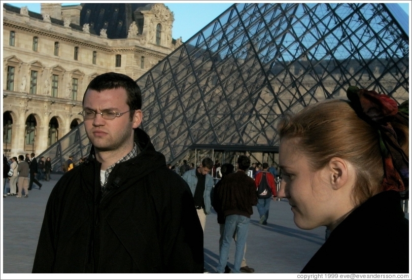 Rolf looking mad in front of the Louvre.