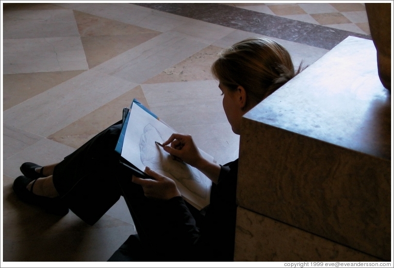 Louvre.  Woman sketching.