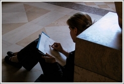 Louvre.  Woman sketching.