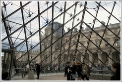 Louvre.  Looking out through pyramid entrance.